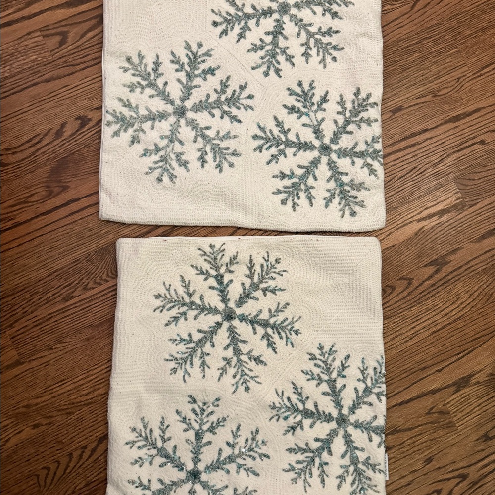 Snowflake Embroidered Pillow Covers